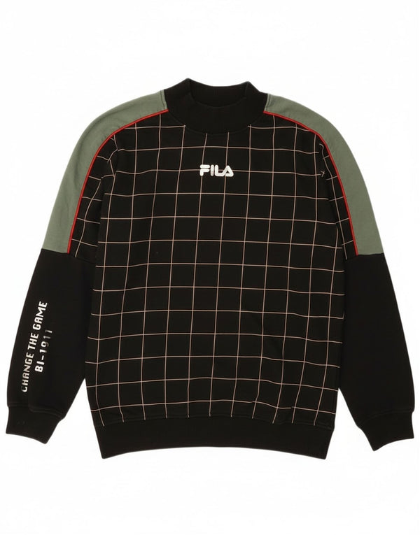 Fila Girls Graphic Φούτερ Jumper 11-12 Years Black Colourblock