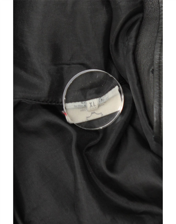 VINTAGE Γυναικείο Δερμάτινο Παλτό UK 18 XL Μαύρο Δερμάτινο