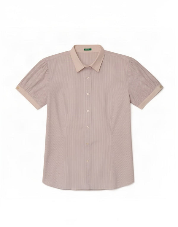 Γυναικείο κοντομάνικο μπλουζάκι Benetton UK 16 Large White Pinstripe