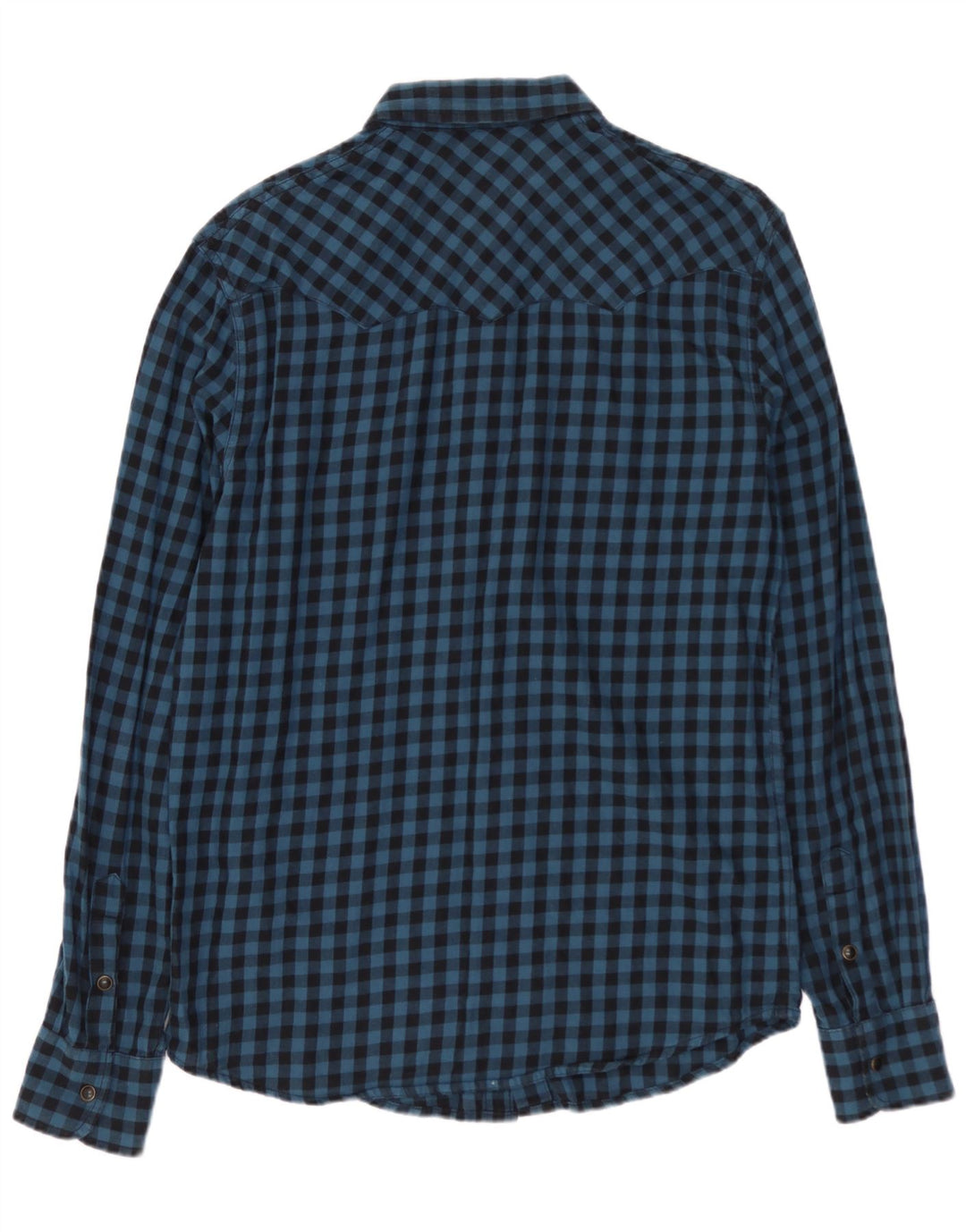 Ανδρικό πουκάμισο WRANGLER Slim φανελένιο μεσαίο μπλε βαμβακερό Gingham