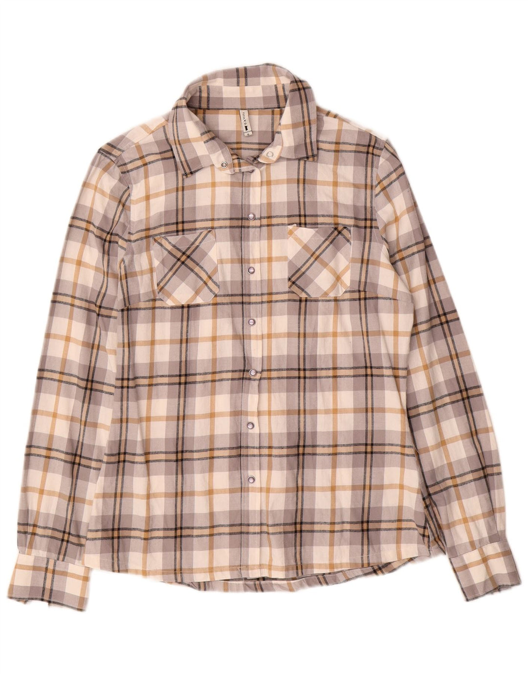 CARRERA Γυναικείο φανελένιο πουκάμισο UK 10 Small Grey Check Cotton