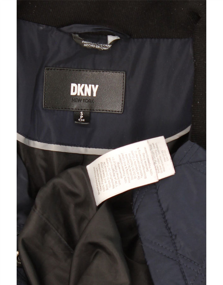DKNY Womens Quilted Overcoat UK 10 Small Navy Blue Polyester Vintage Dkny and Second-Hand Dkny from Messina Hembry 