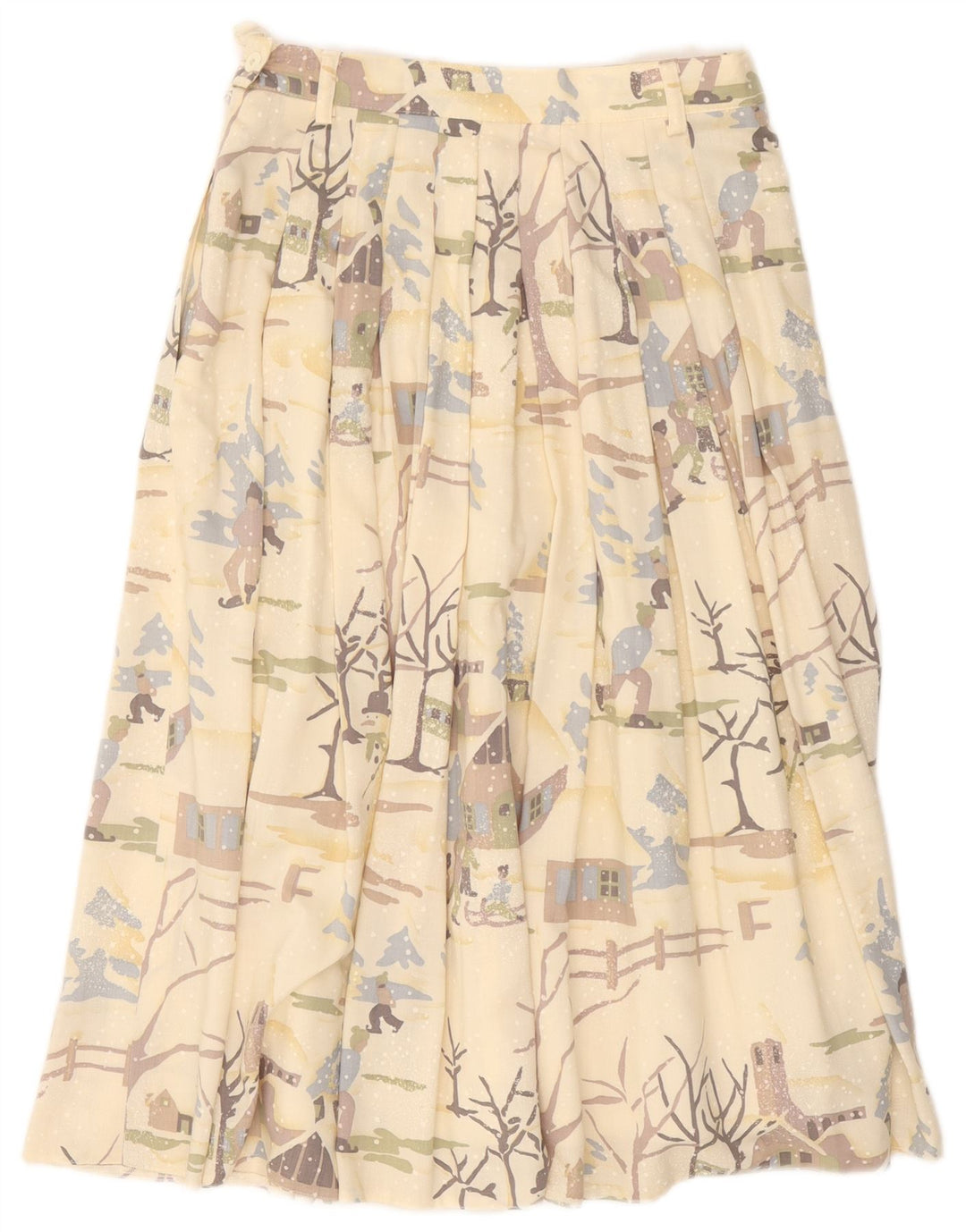 Catherine Hapfer Γυναικεία γραφική πλισέ φούστα EU 40 Medium W27 Beige