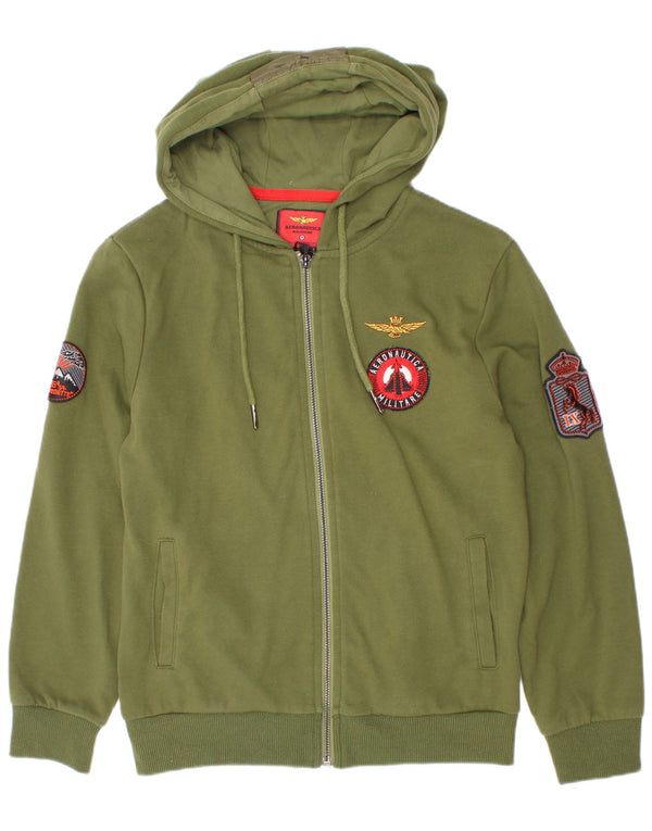 Aeronautica Militare Boys Graphic Zip Hoodie πουλόβερ 9-10 ετών πράσινο