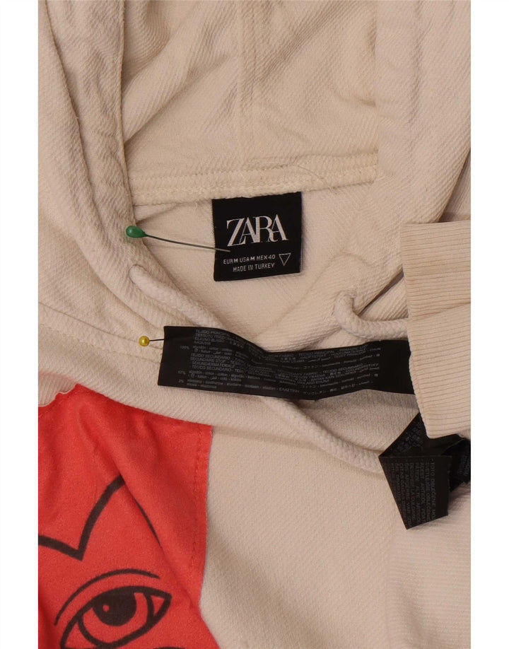 Ανδρικό Zara Graphic Loose Fit Hoodie Jumper Medium White