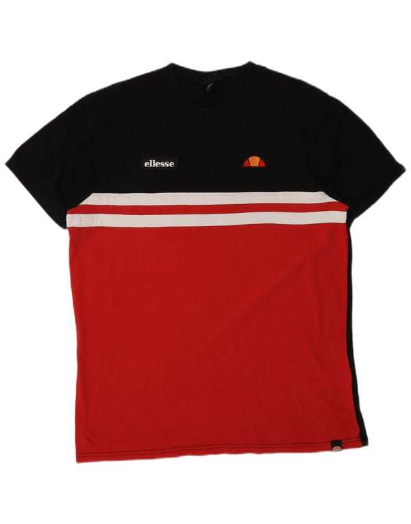 Ανδρικό T-Shirt Ellesse Top Large Black Colourblock Cotton Sports