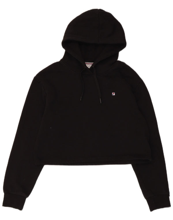 Fila Γυναικεία κουκούλα με κουκούλα Crop UK 12 μεσαίο μαύρο βαμβακερό