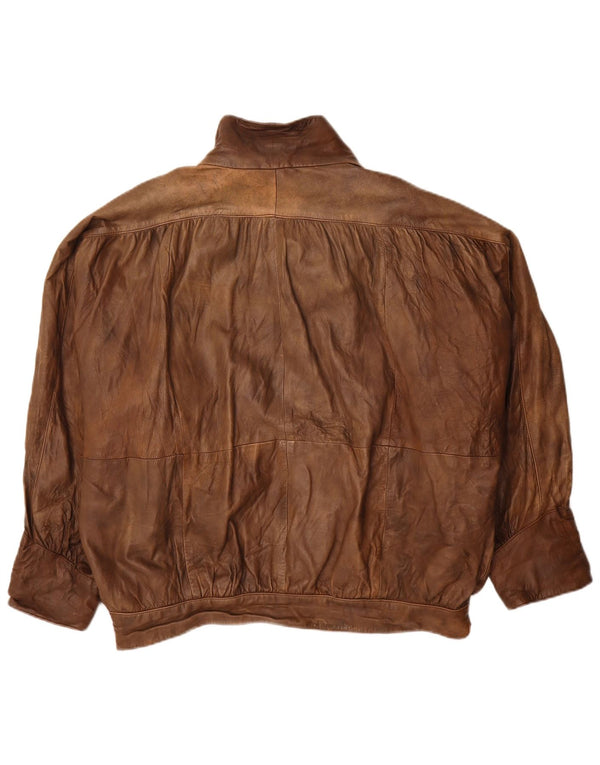 Vintage Γυναικείο Oversized Δερμάτινο Μπουφάν UK 20 2XL Καφέ