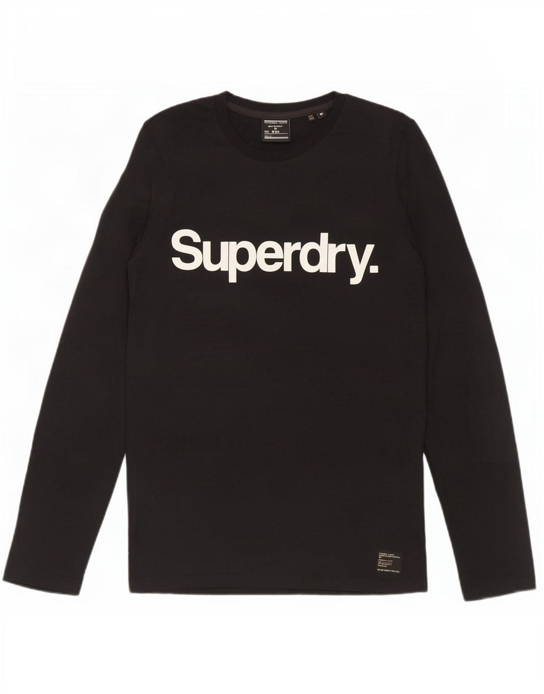 Ανδρικό γραφικό μπλουζάκι Superdry, μακρυμάνικο, μεσαίο μαύρο βαμβακερό