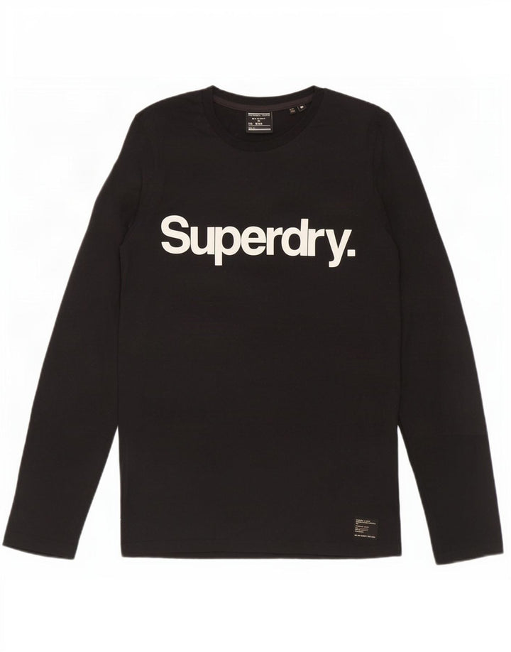 Ανδρικό γραφικό μπλουζάκι Superdry, μακρυμάνικο, μεσαίο μαύρο βαμβακερό