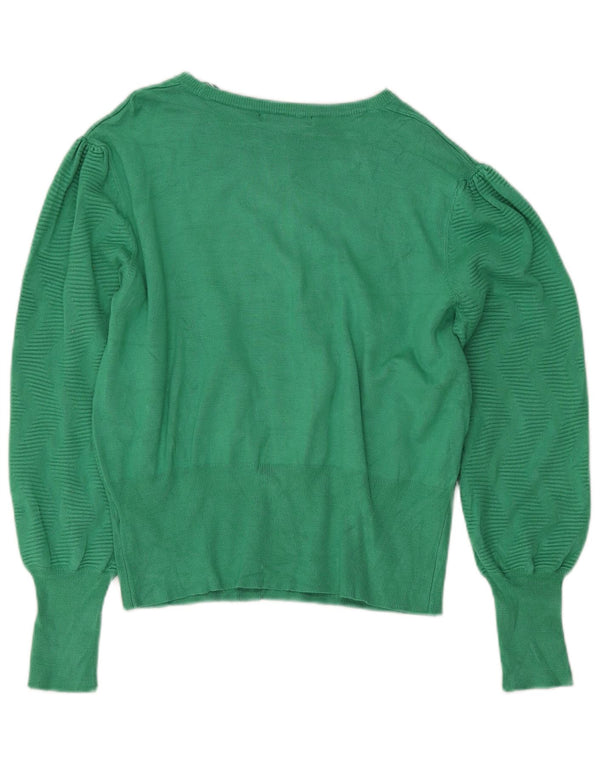 Marks & Spencer Womens Crop Boat Neck Jumper πουλόβερ UK 14 Large Green