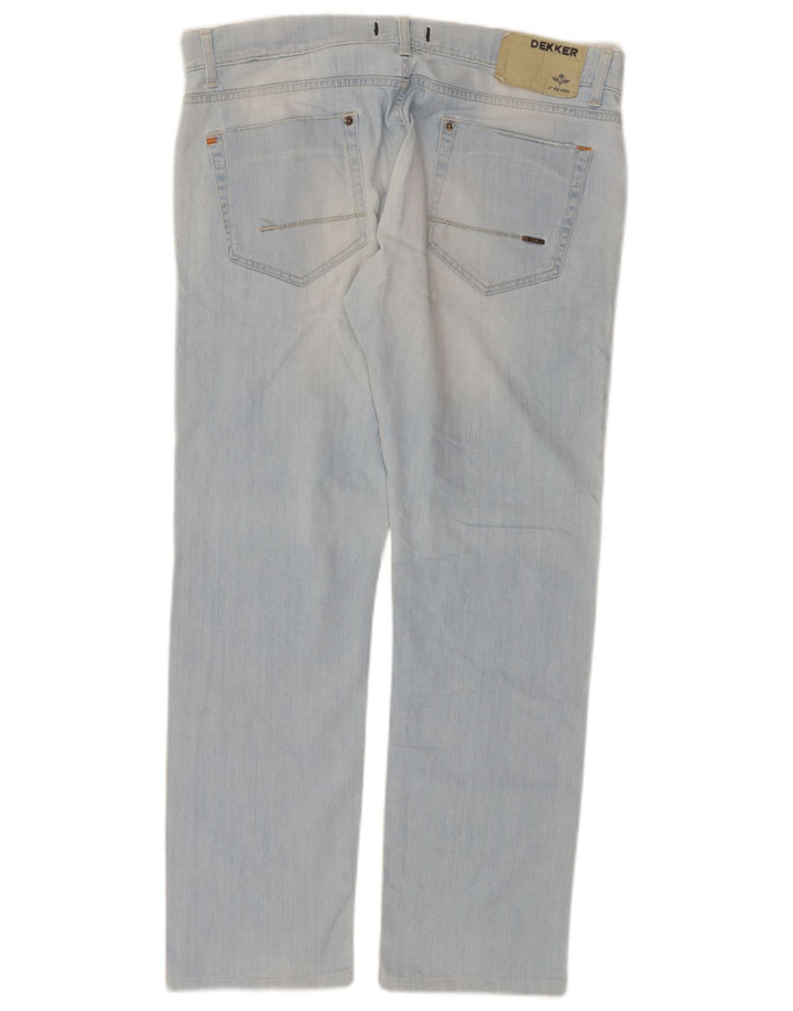 Dekker Womens Distressed Straight Jeans W36 L29 Blue Cotton
