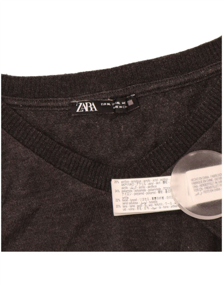 Γυναικείο τοπ ZARA μακρυμάνικο UK 18 XL γκρι ακρυλικό