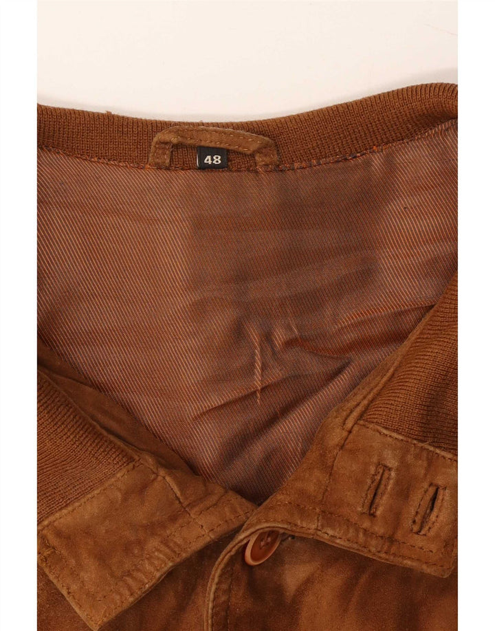 Vintage Ανδρικό Bomber Jacket IT 48 Medium Beige Leather