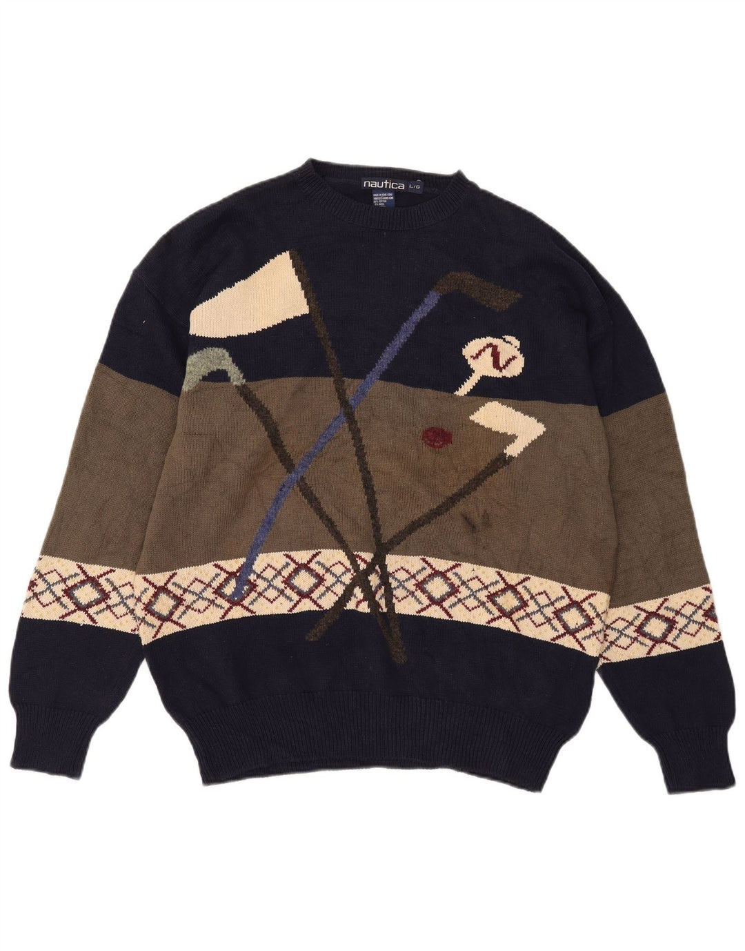 Ανδρικό πουλόβερ Nautica Golf Crew Neck Jumper Μεγάλο πολύχρωμο μπλοκ χρώματος