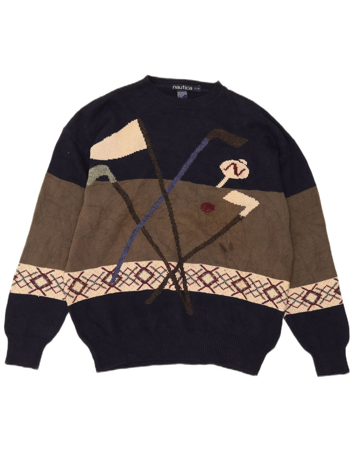 Ανδρικό πουλόβερ Nautica Golf Crew Neck Jumper Μεγάλο πολύχρωμο μπλοκ χρώματος