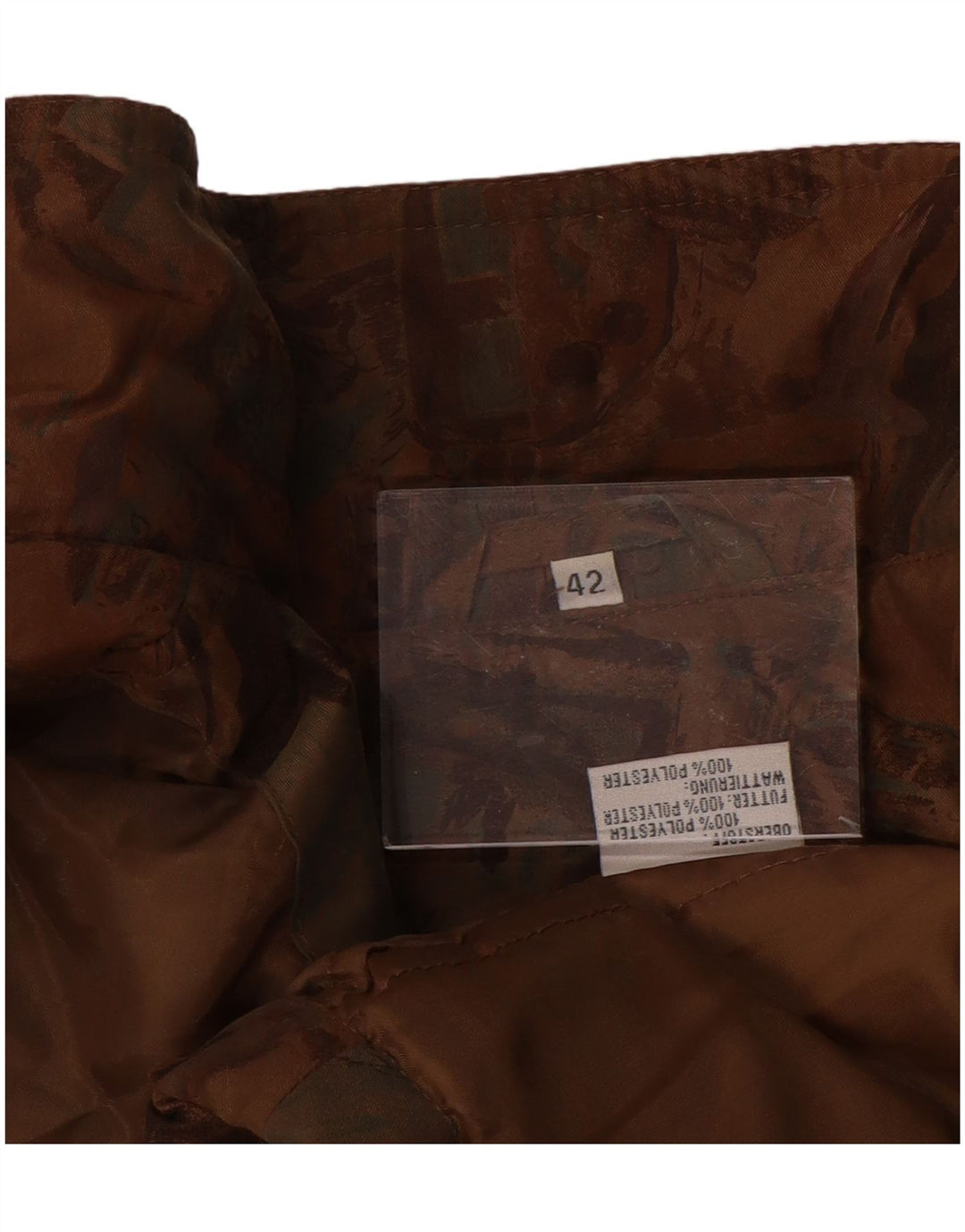 VINTAGE Γυναικείο αδιάβροχο αφηρημένο σχέδιο με χαλαρή εφαρμογή EU 42 Μεγάλο καφέ