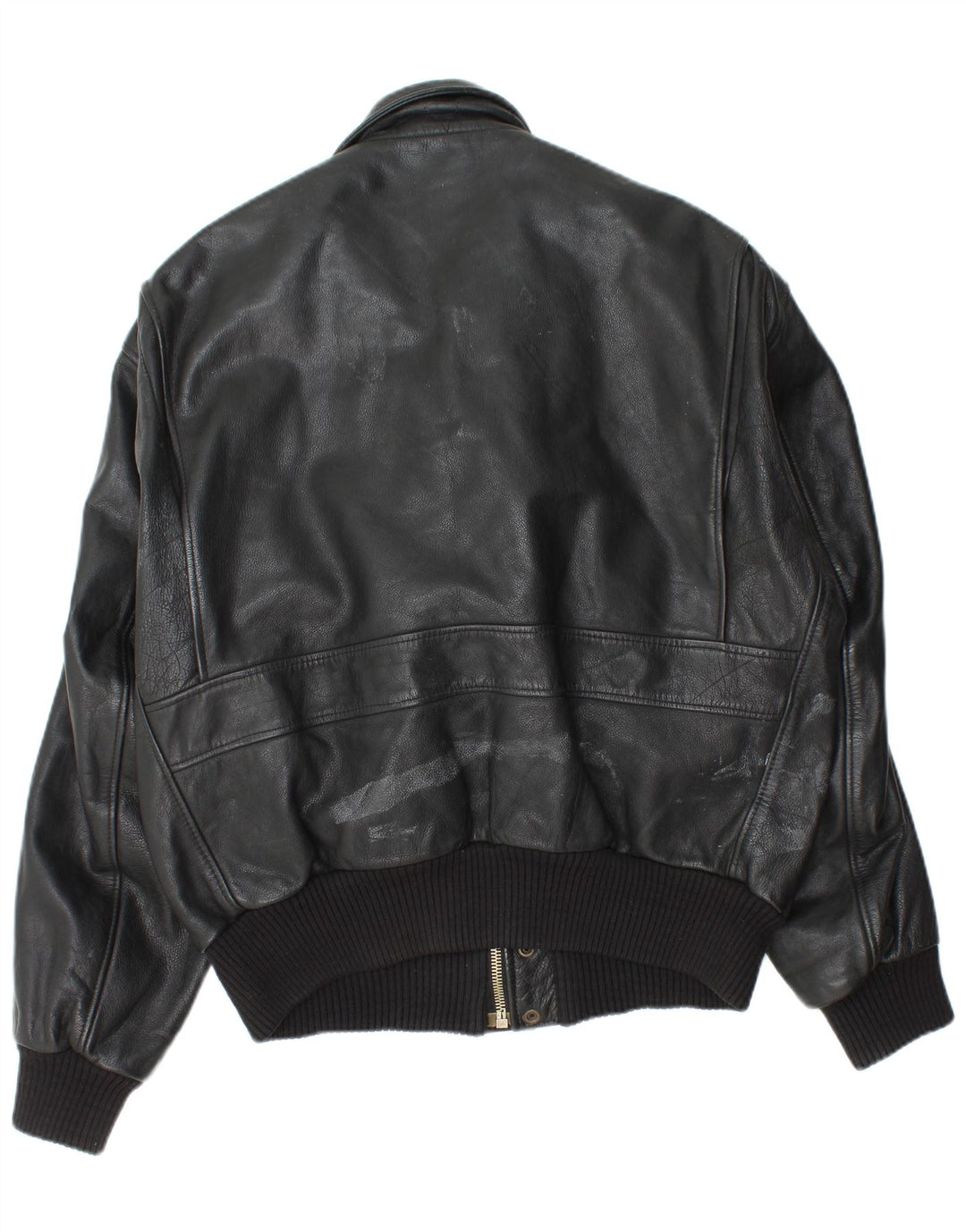 Vintage Ανδρικό Στρατιωτικό Δερμάτινο Μπουφάν IT 52 XL Μαύρο Δερμάτινο