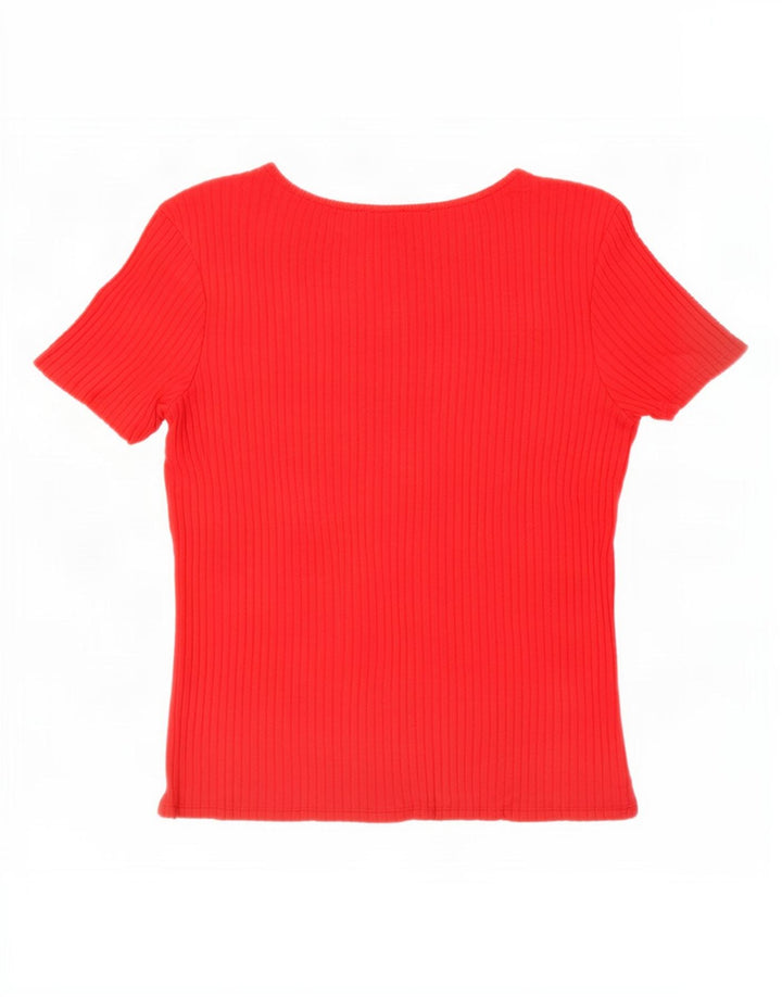 Zara Γυναικείο T-Shirt Top UK 12 Medium Red Viscose