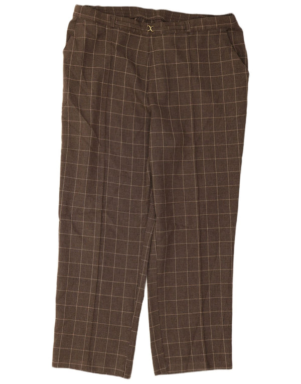 Marks & Spencer Womens Casual Trousers UK 16 Large W34 L26 Brown Check