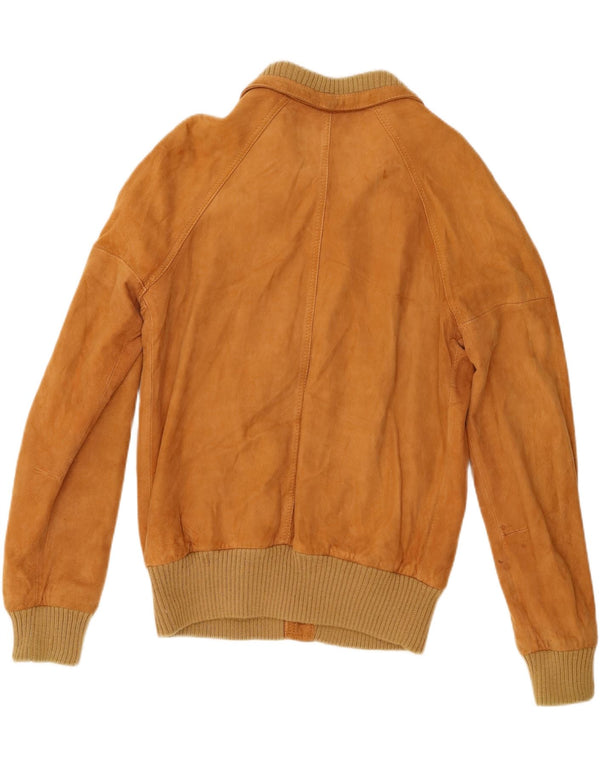 Vintage Ανδρικό Suede Bomber Jacket IT 54 2XL Καφέ Δερμάτινο