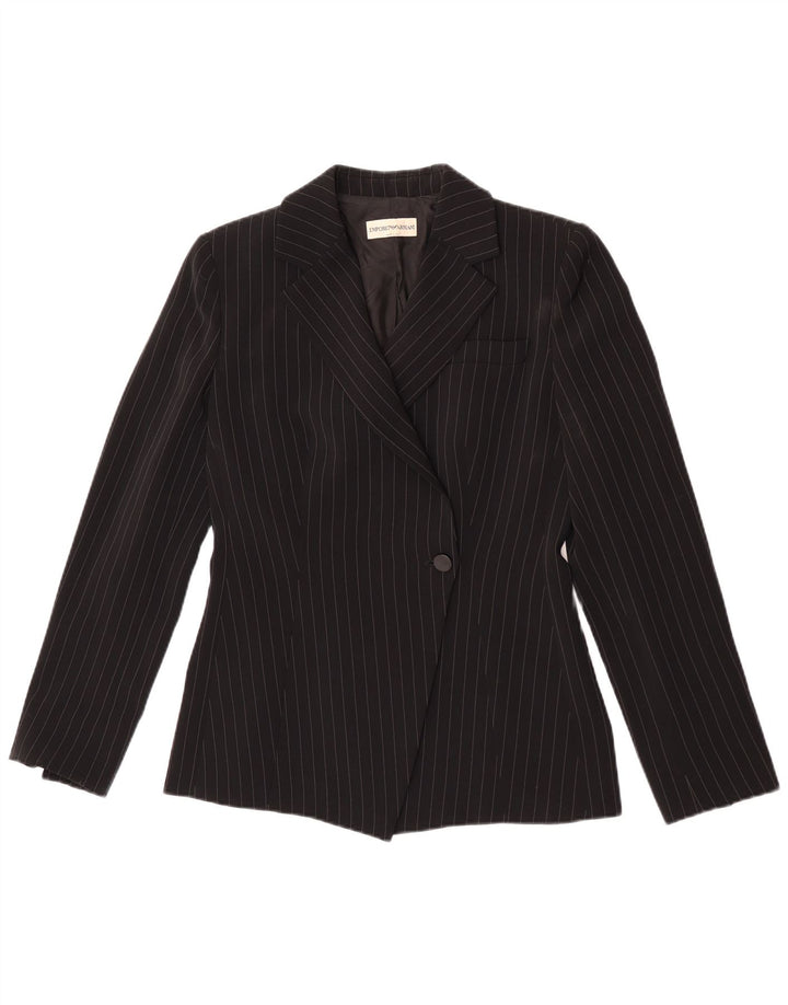 Emporio Armani Γυναικείο σακάκι 1 κουμπιού σακάκι UK 8 Small Black Pinstripe