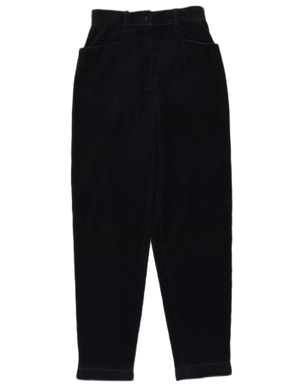 Vintage γυναικείο ψηλόμεσο κοτλέ παντελόνι IT 40 Small W24 L26 Navy Blue