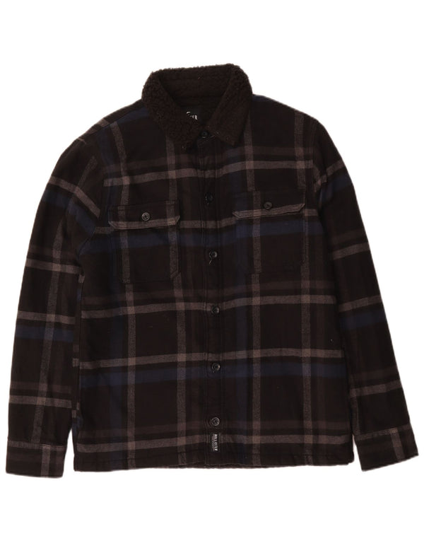 Hollister Mens Sherpa Jacket UK 36 Small Black Check Cotton