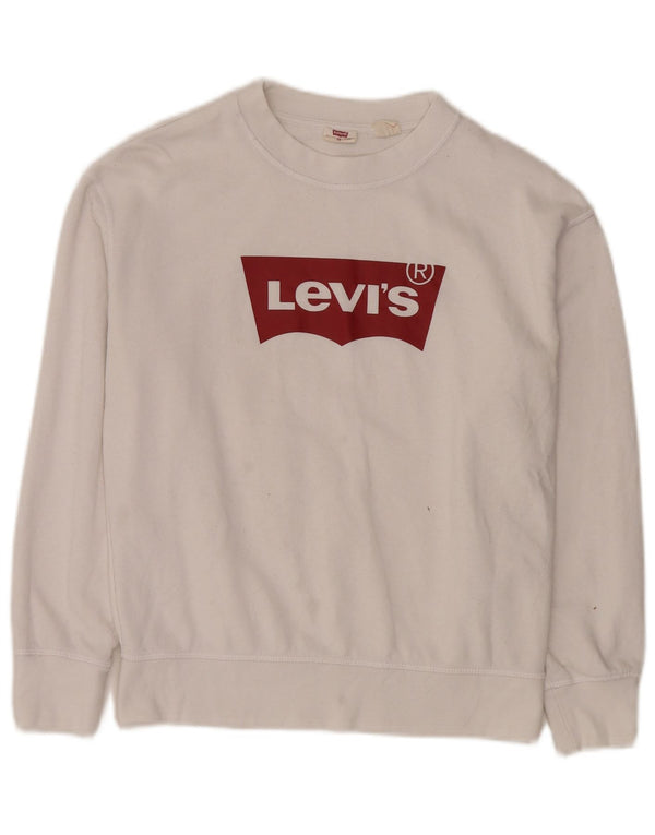 Γυναικείο γραφικό υπερμεγέθη φούτερ Levi's Jumper UK 6 XS Λευκό βαμβακερό