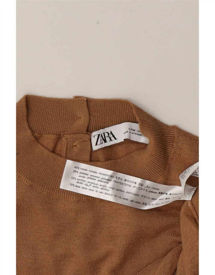 Zara γυναικείο πουλόβερ με λαιμό χελώνα UK 12 Medium Khaki Modal