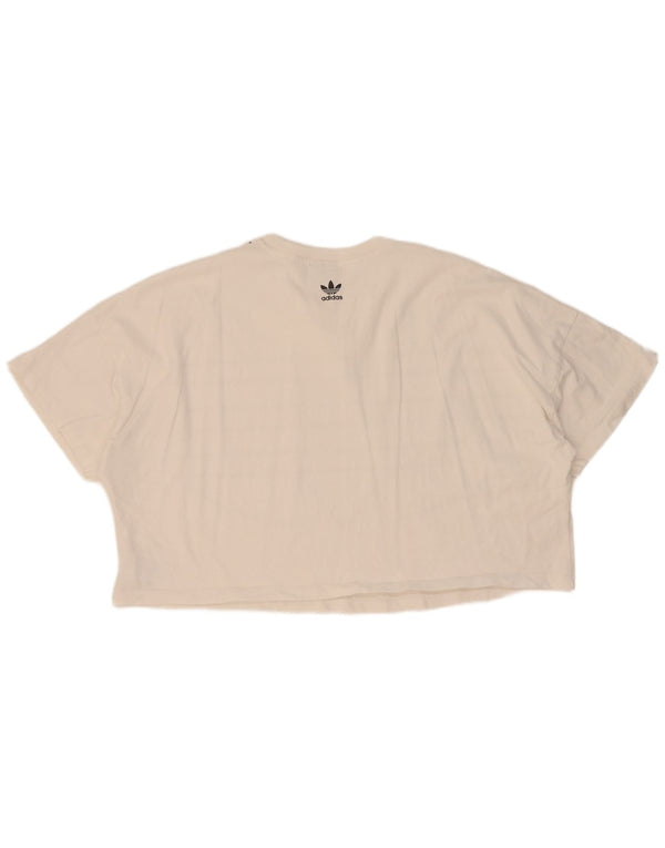 Γυναικείο γραφικό μπλουζάκι Adidas τοπ UK 20 2XL λευκό βαμβακερό