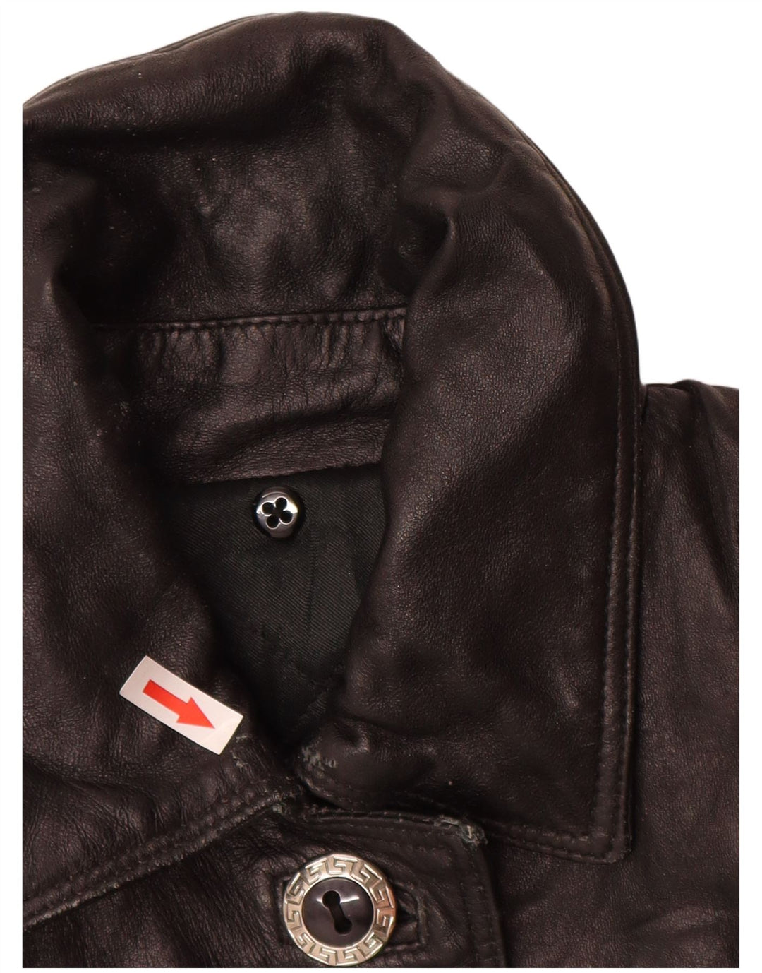 Vintage Γυναικείο Loose Fit Leather Coat UK 14 Medium Black Leather