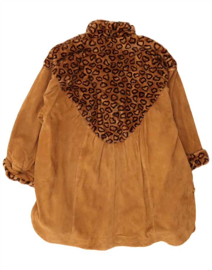 Vintage Γυναικείο Υπερμεγέθη Σουέντ Πανωφόρι IT 44 Animal Print Μεσαίου καφέ