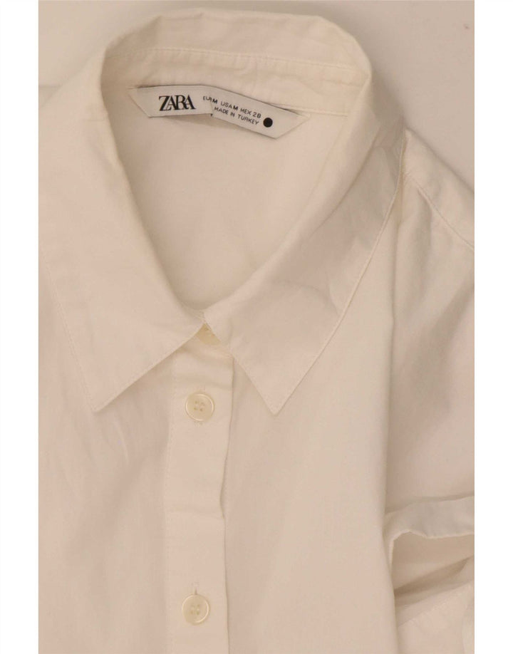 Zara Γυναικείο πουκάμισο με γραβάτα μπλούζα UK 12 Medium White