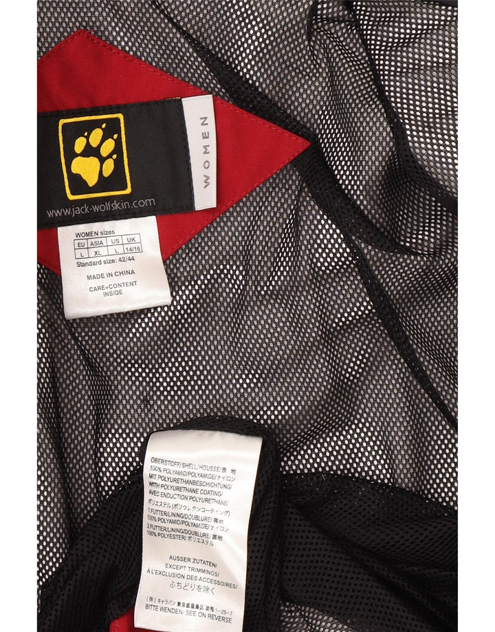 Jack Wolfskin γυναικείο μπουφάν βροχής με κουκούλα UK 14/16 μεγάλο κόκκινο πολυαμίδιο