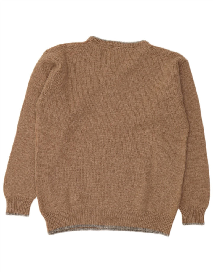 Ανδρικό πουλόβερ Invicta με V λαιμόκοψη, παρθένο μαλλί, μεσαίο καφέ