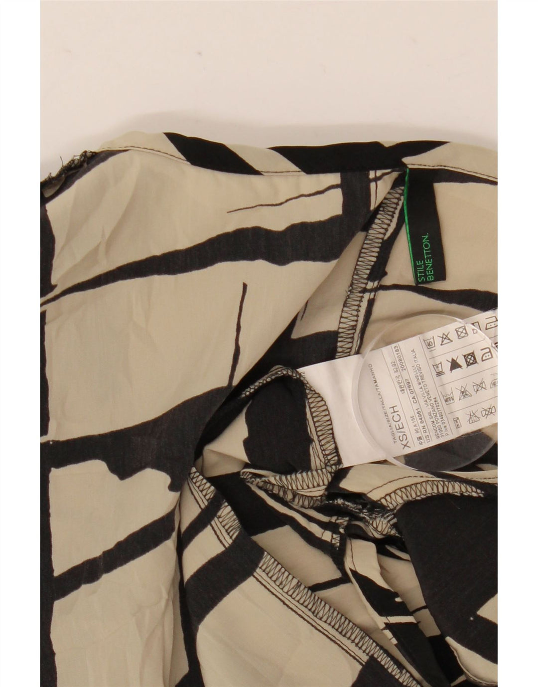 Γυναικείο Abstract Pattern Shift φόρεμα UK 6 XS της Benetton από λευκό πολυεστέρα