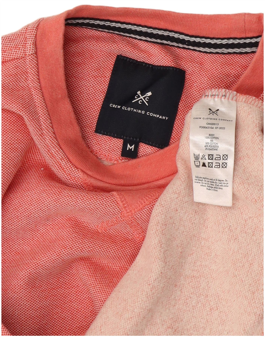 Ανδρικό φούτερ Crew Clothing Jumper Μεσαίο Ροζ Βαμβακερό