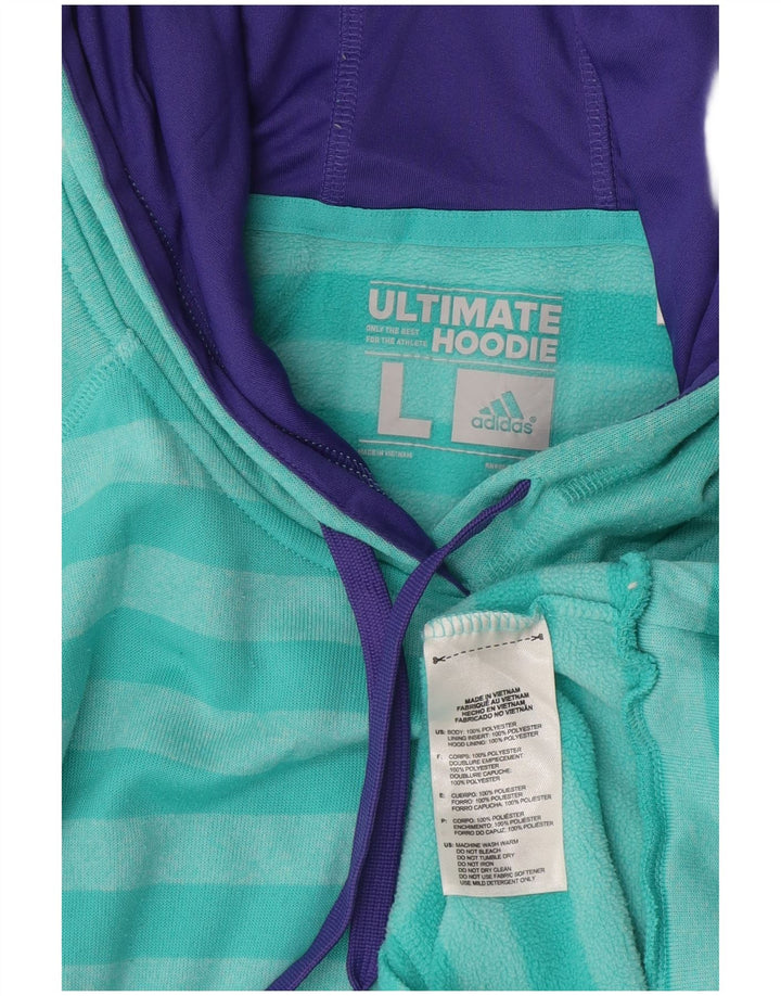 Adidas Ανδρικό Hoodie Jumper Μεγάλο Τυρκουάζ Ριγέ Πολυεστέρας