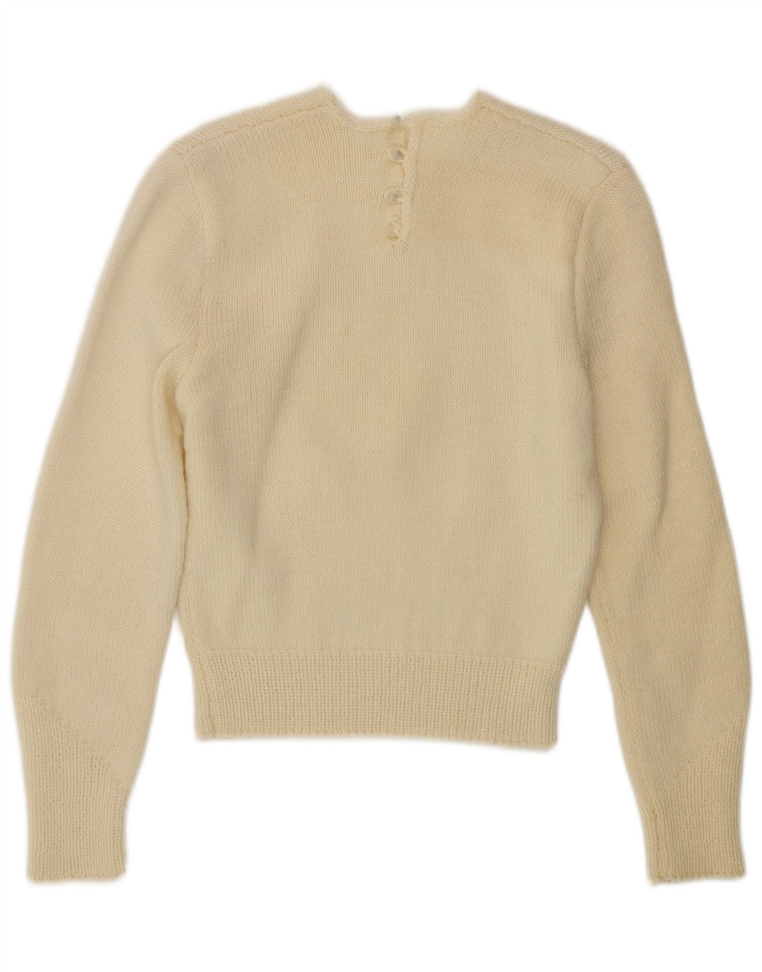 Γυναικείο πουλόβερ με λαιμόκοψη VINTAGE UK 10 Small Off White