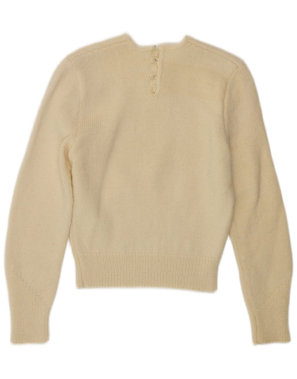 Γυναικείο πουλόβερ με λαιμόκοψη VINTAGE UK 10 Small Off White