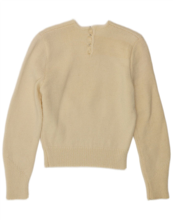 Γυναικείο πουλόβερ με λαιμόκοψη VINTAGE UK 10 Small Off White