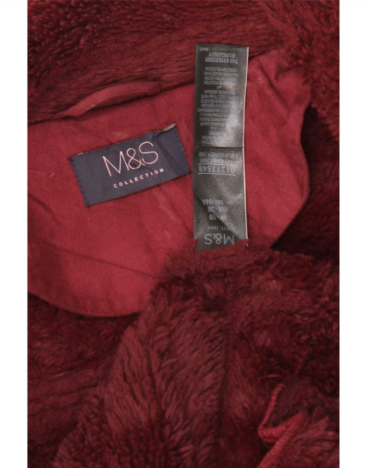 Marks & Spencer Γυναικείο μπουφάν Sherpa UK 10 Small Burgundy Polyester
