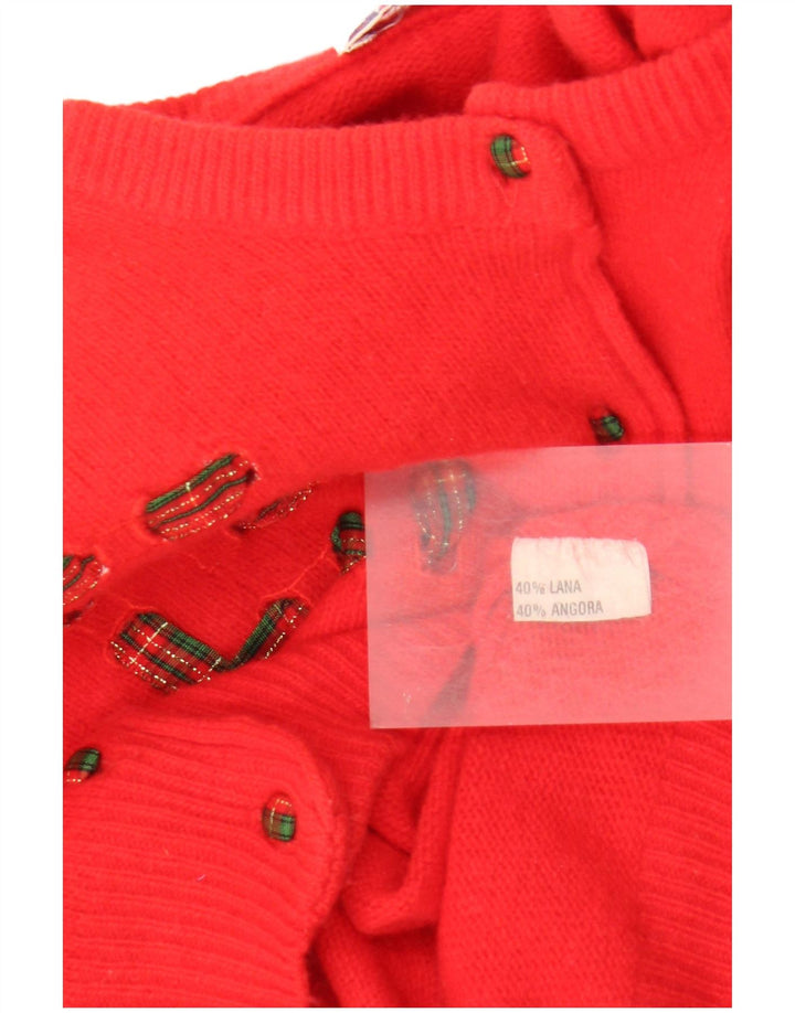 Vintage γυναικεία ζακέτα πουλόβερ UK 14 μεσαίο κόκκινο μαλλί