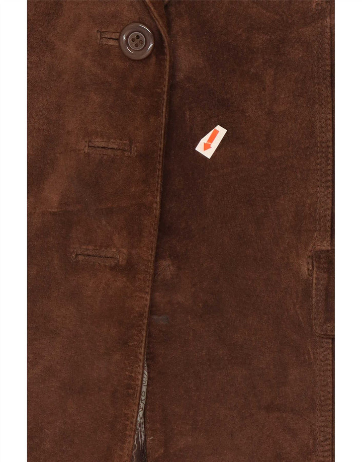Vintage Γυναικείο Suede Blazer Jacket IT 40 Small Brown Leather