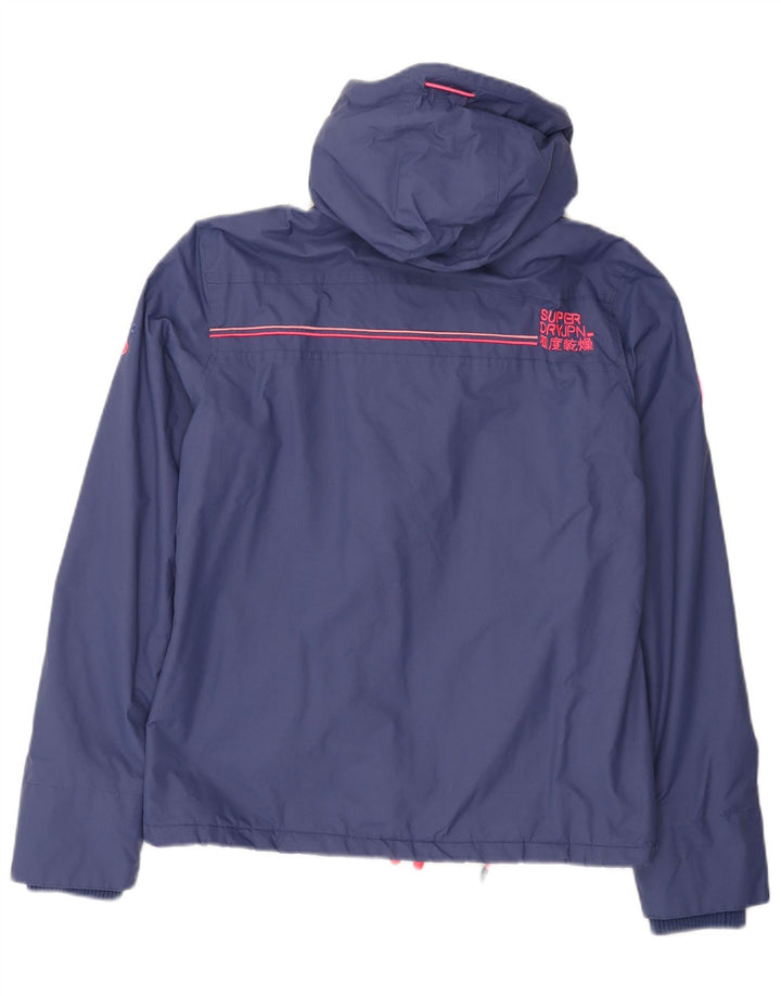 Superdry γυναικείο μπουφάν με κουκούλα αντιανεμικό UK 16 μεγάλο μπλε χρώμα