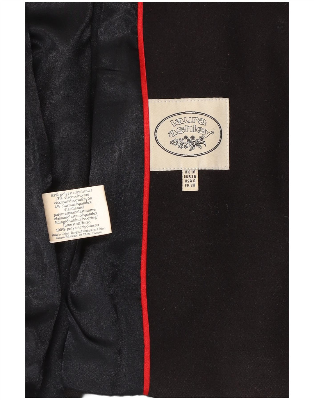 LAURA ASHLEY Γυναικείο μπλέιζερ με κουκούλα 5 κουμπιών UK 10 Small Navy Blue