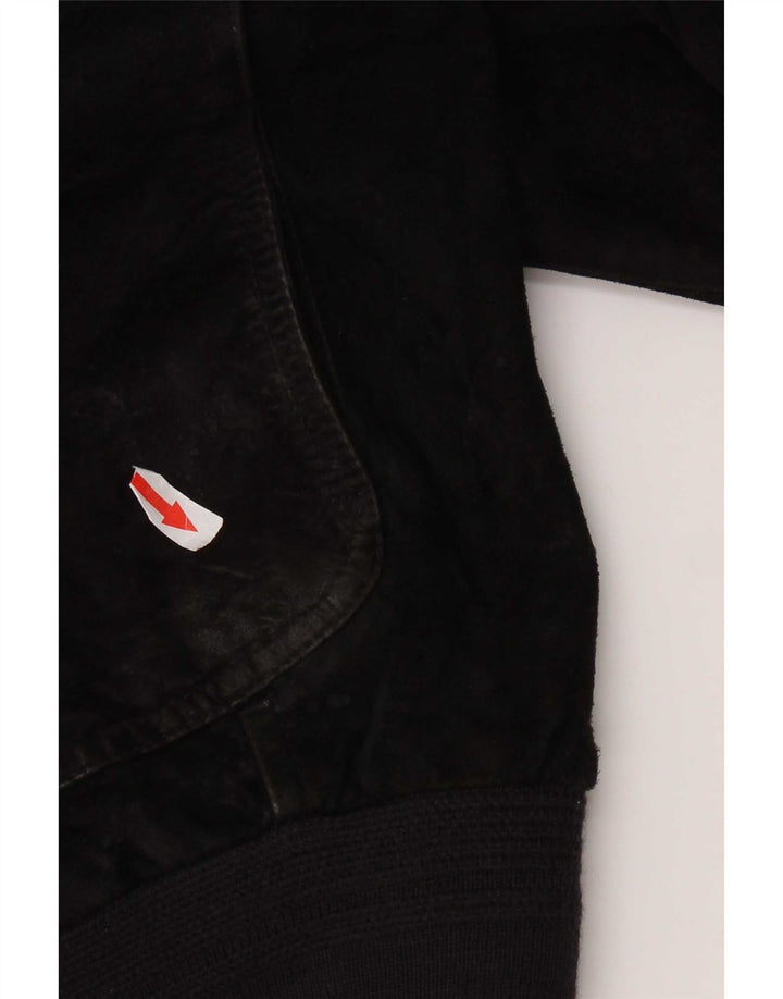 Vintage Ανδρικό Suede Bomber Jacket IT 48 Medium Black Leather