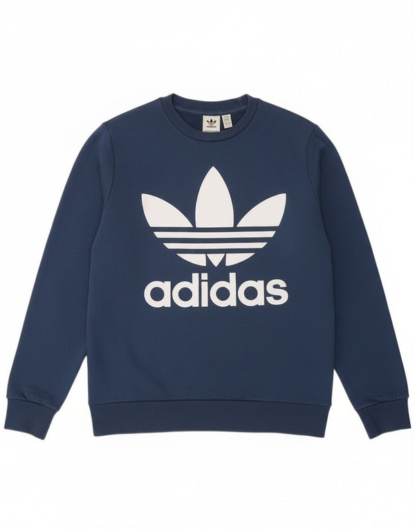 Γραφικό Φούτερ Adidas Boys Jumper 13-14 ετών Μπλε βαμβακερό