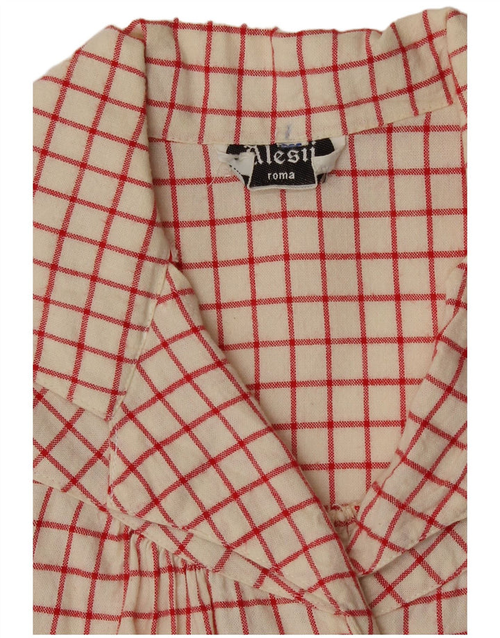 Vintage γυναικείο πουκάμισο 3/4 με μανίκια UK 12 Medium Off White Check
